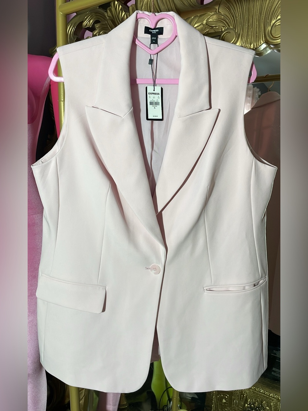 Express Sleeveless Blazer Vest in Pale Pink